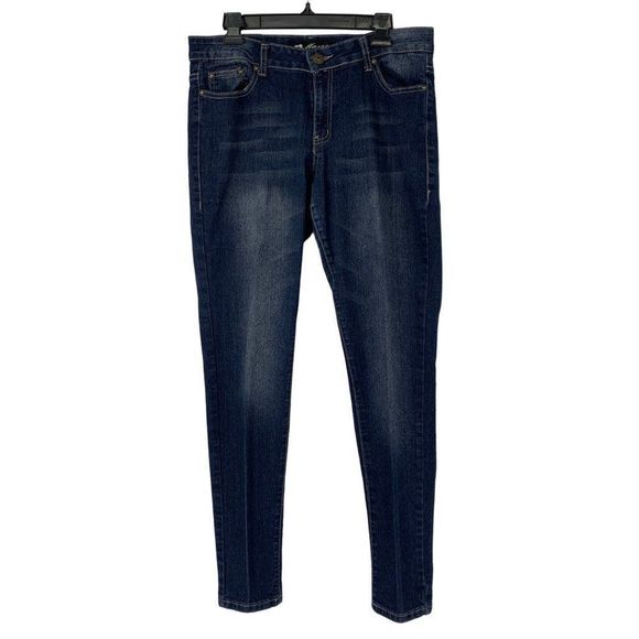 Masoi Womens Jeans Size 15 Jr Straight Stretch Dark Wash 3428 Metalic Detal - Picture 1 of 8
